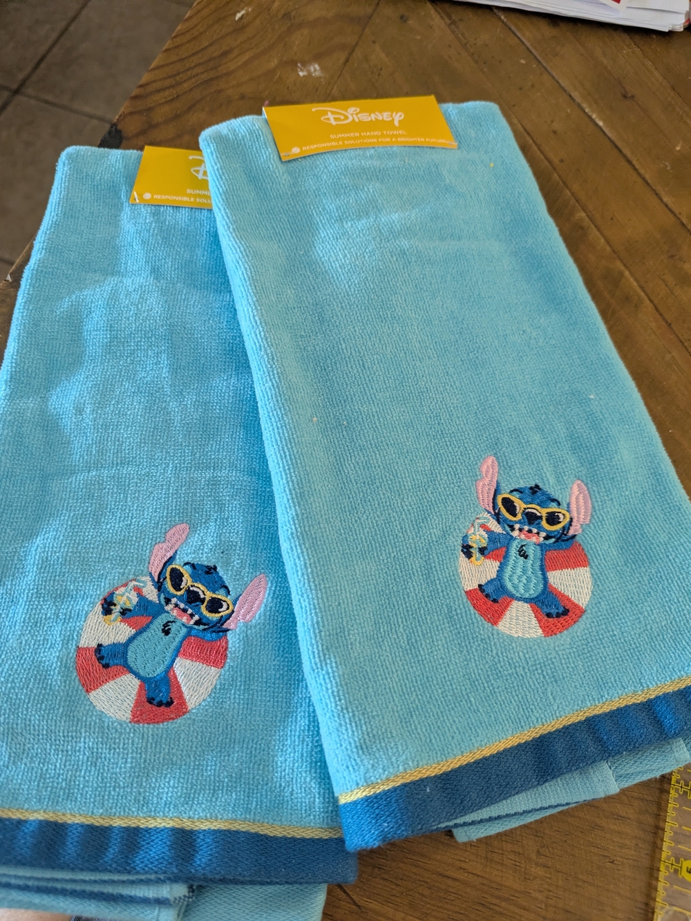 Disney Kids Blue Stitch Embroidered Hand Towel - Pack of 2